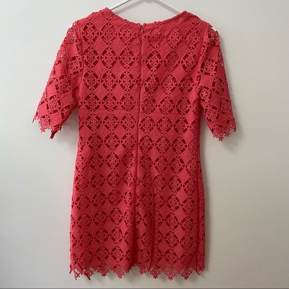 ALYA PEACH CROCHET SHORT SLEEVE MINI DRESS - Picture 2 of 8
